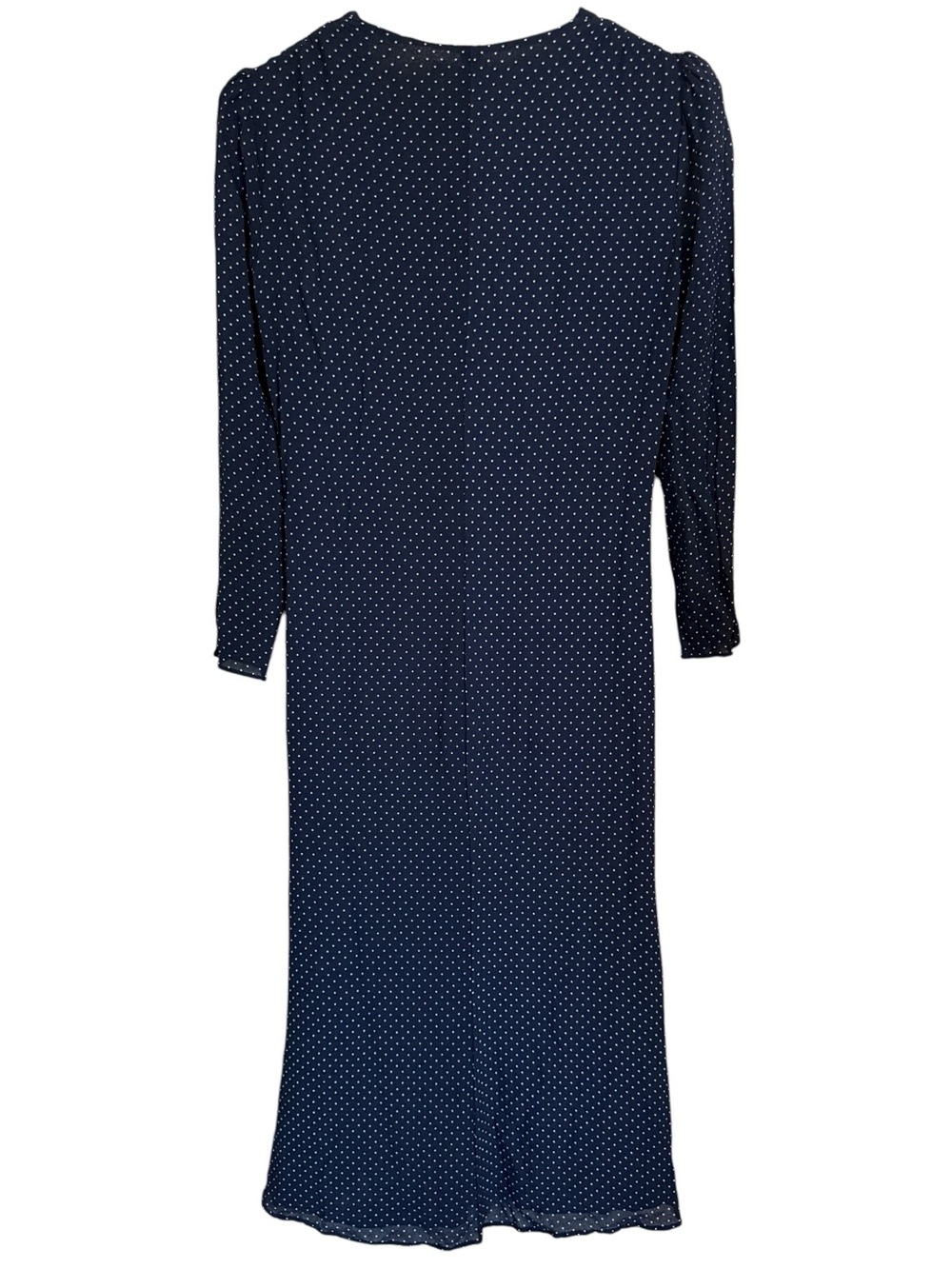 Reformation Navy Polka Dot Long Sleeve Midi Dress Women’s Size Med - Picture 5 of 11